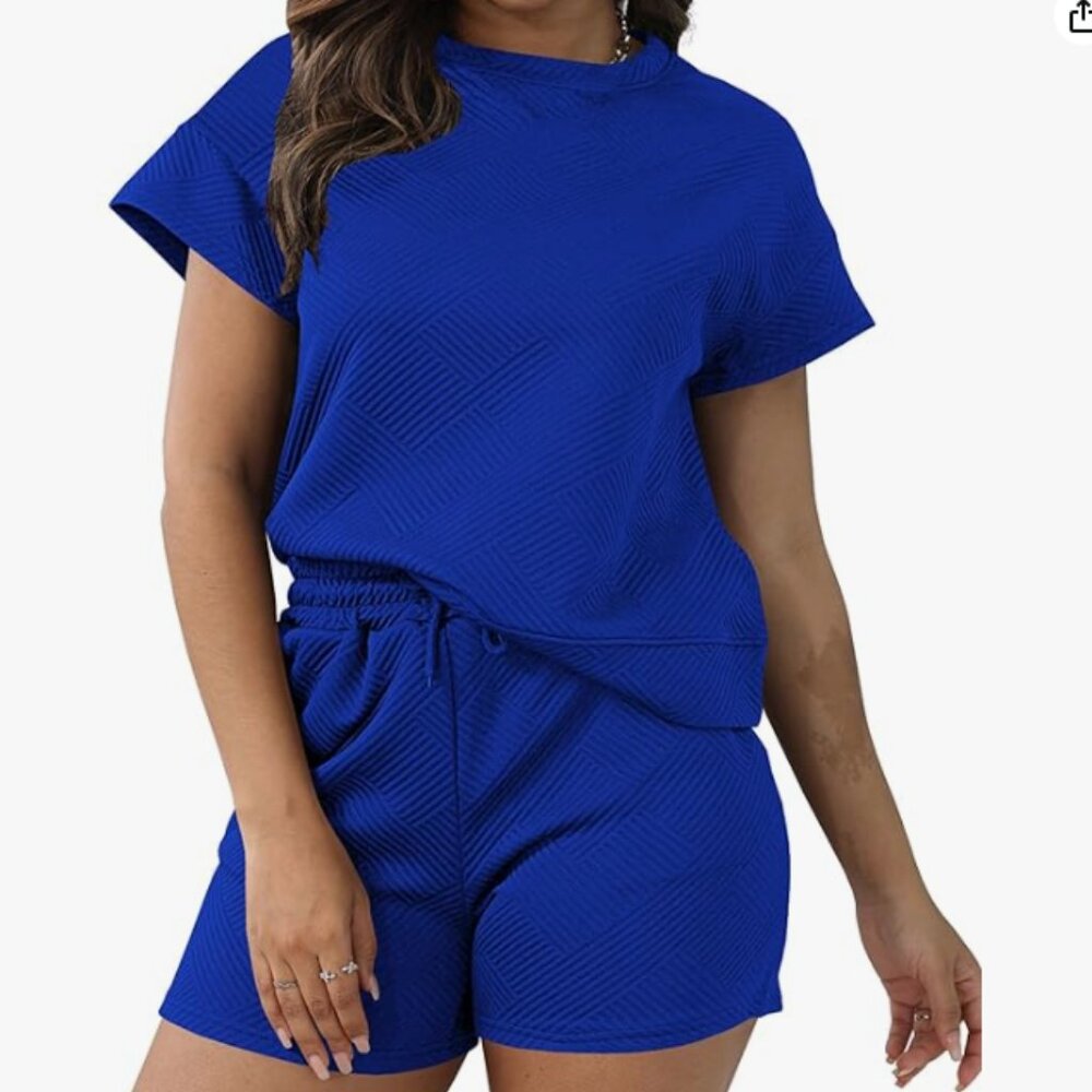 NWT - 2 Piece Outfit - Casual Sweatsuit  Lounge Jogger Set -Large, Blue